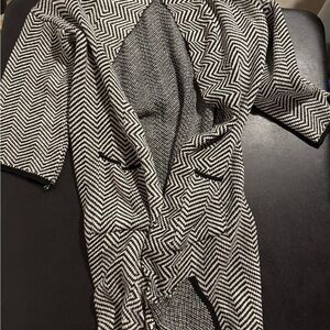 Chic Black and White Herringbone Blazer